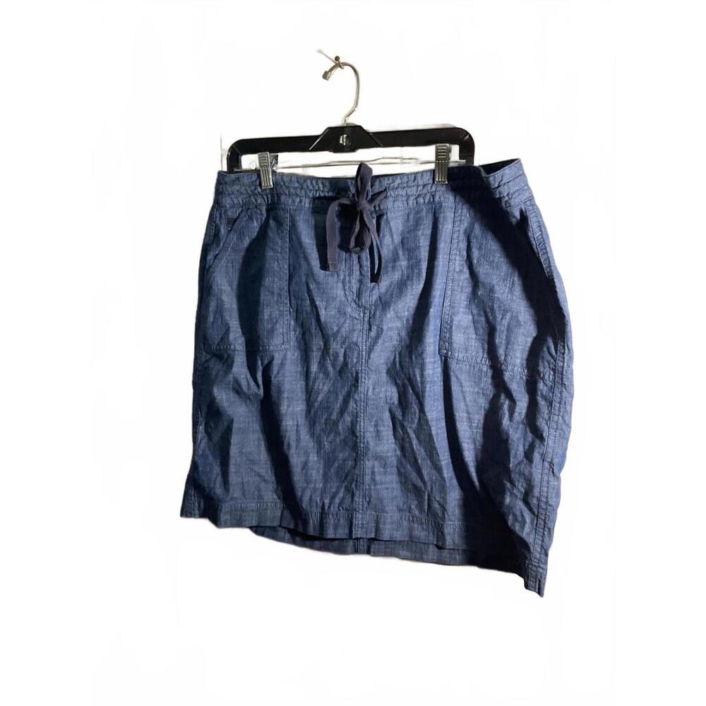 Talbots Casual Chambray Blue Drawstring Skirt 16w… - image 1